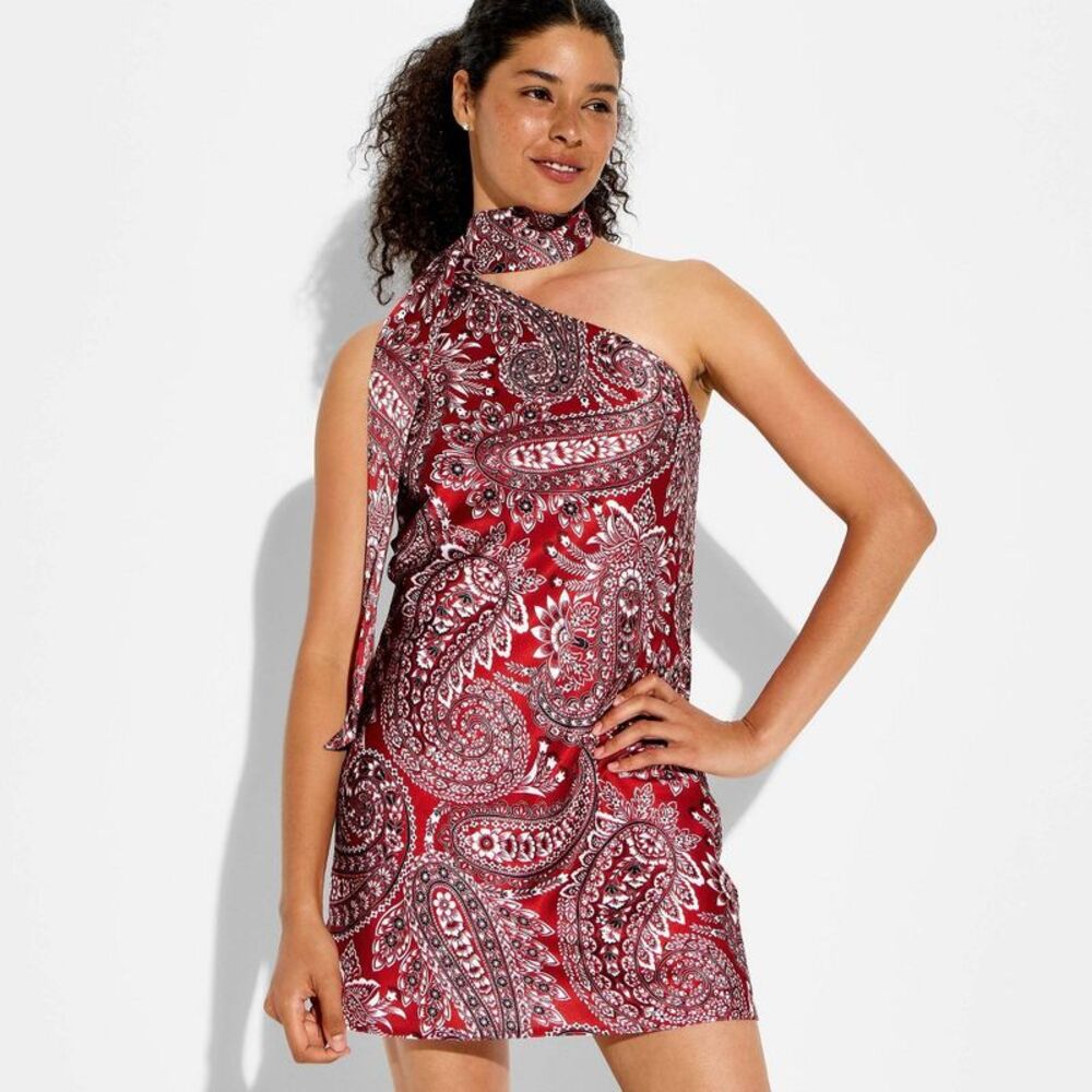 Women's Mini Scarf Dress - Wild Fable Orange Paisley XS